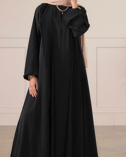Pleat Abaya Set - Black