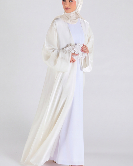 Organza Luxe Abaya - Ivory