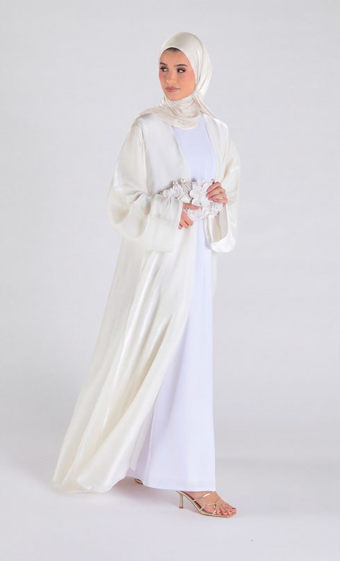 Organza Luxe Abaya - Ivory