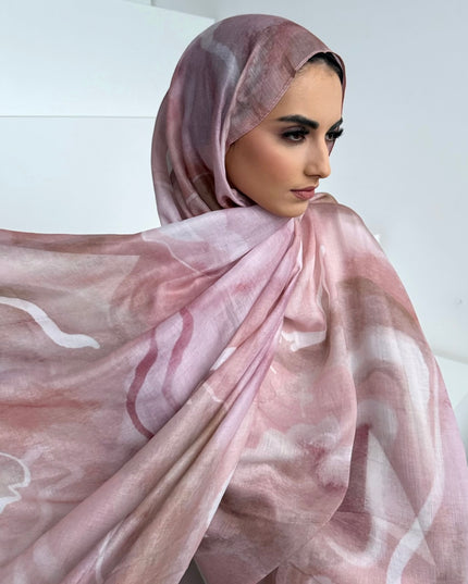 Tie Dye Modal Hijab - Blush