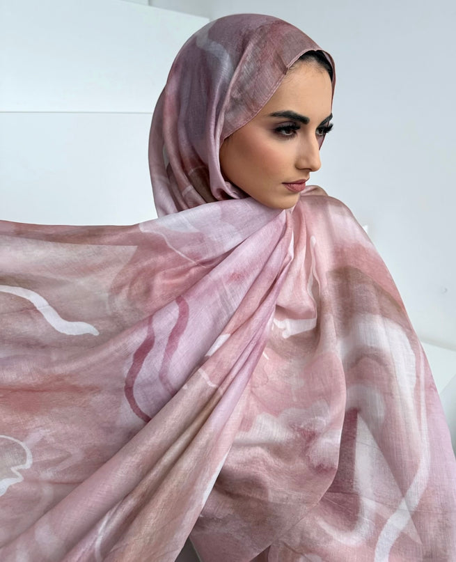 Tie Dye Modal Hijab - Blush