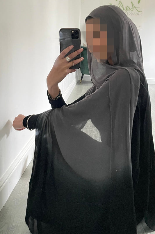 Tie Dye Modal Ombre Hijab - Black/Grey