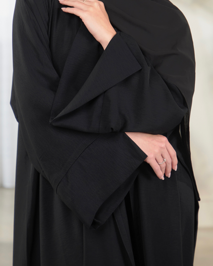 Open Abaya With Matching Hijab - Black