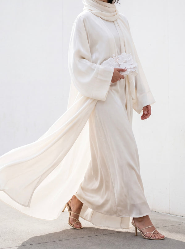 Organza Luxe Abaya - Ivory