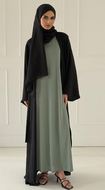 sage sleeveless slip dress