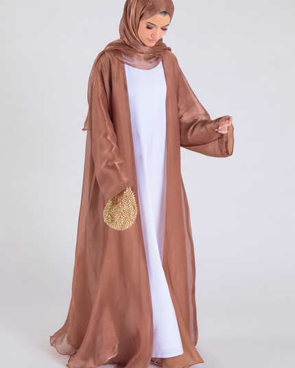 Organza Luxe Abaya - Tawny