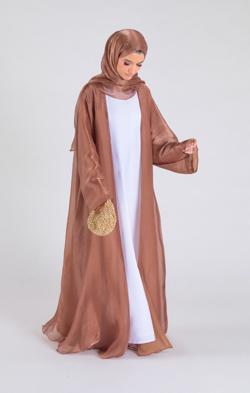 Organza Luxe Abaya - Tawny