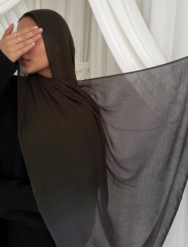 Tie Dye Modal Ombre Hijab - Khaki/Grey