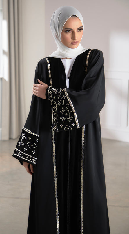 black velvet embroidered abaya