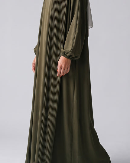 Pleat Abaya Set - Khaki