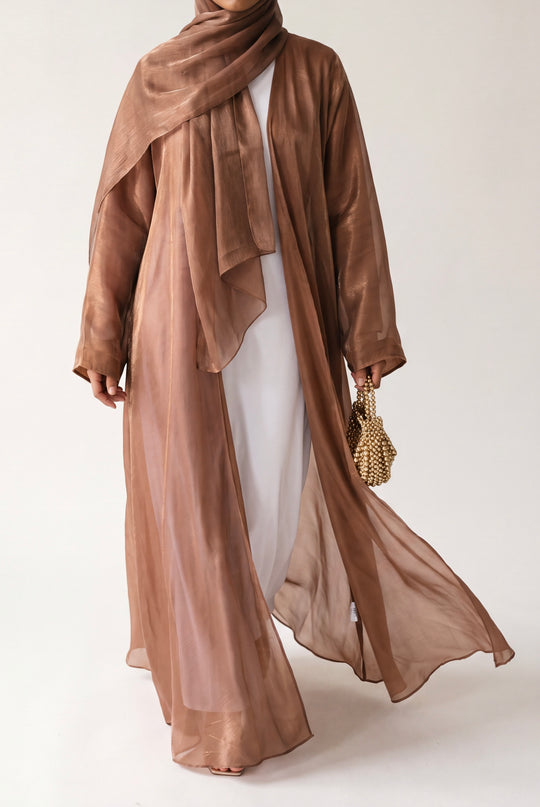 Organza Luxe Abaya - Tawny