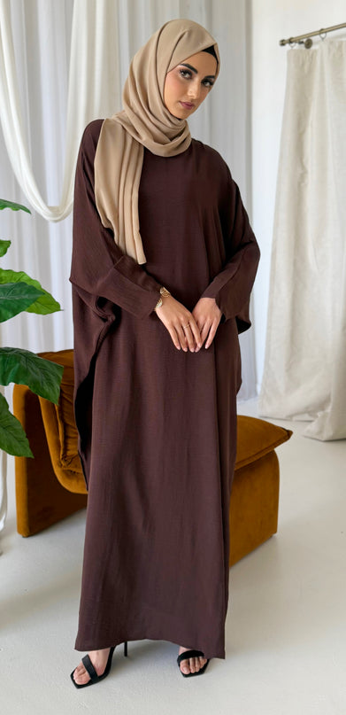 Basic Batwing Abaya - Walnut