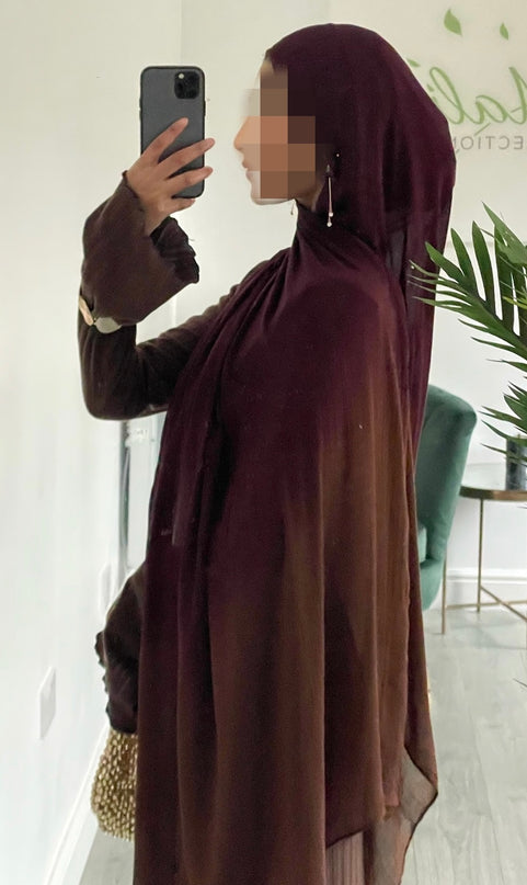 Tie Dye Modal Ombre Hijab - Maroon/Camel