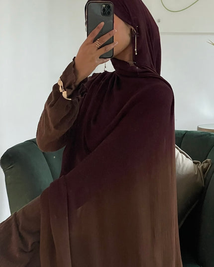 Tie Dye Modal Ombre Hijab - Maroon/Camel