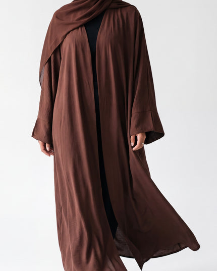 Open Abaya With Matching Hijab - Walnut