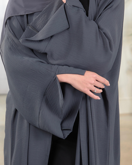 Open Abaya With Matching Hijab - Grey
