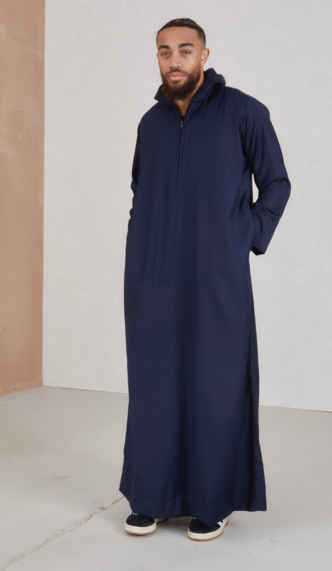 Men's Hooded Thobe - Navy