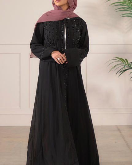 Pearl Veil Abaya - Black