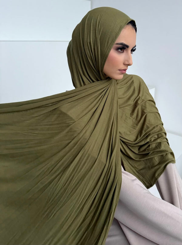 Maxi Jersey Hijab - Olive
