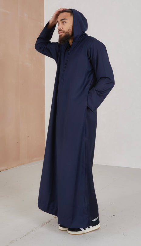 Men's Hooded Thobe - Navy
