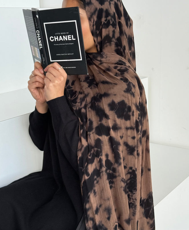 Tie Dye Modal Camo Hijab - Taupe/Black