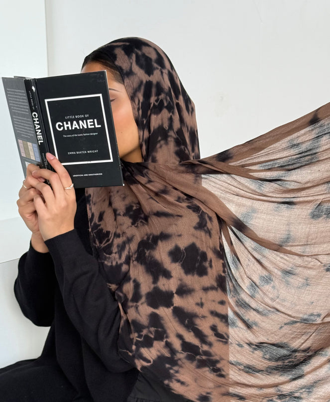 Tie Dye Modal Camo Hijab - Taupe/Black