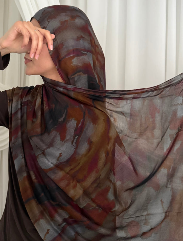 Tie Dye Modal Hijab - Mulberry Swirl