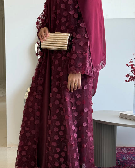 Ruby Red Abaya Set