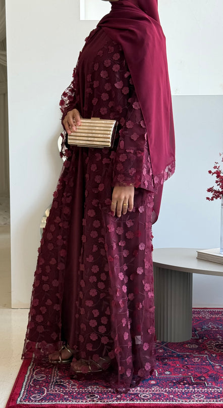 Ruby Red Abaya Set