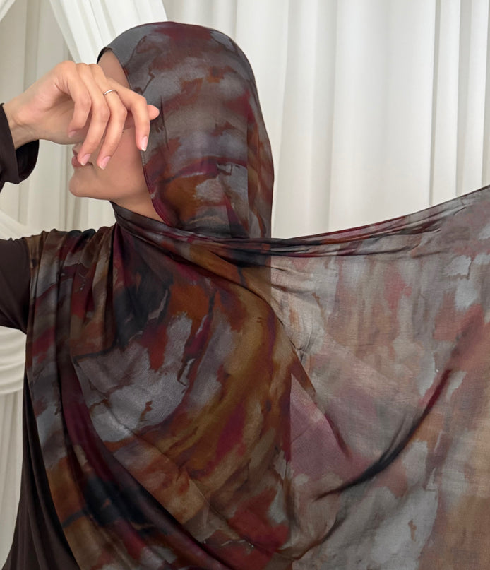 Tie Dye Modal Hijab - Mulberry Swirl