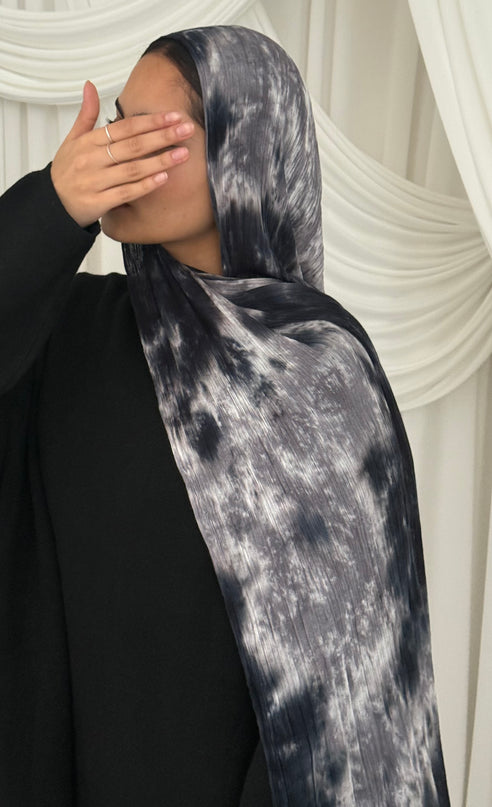 Tie Dye Rayon/Cotton Hijab - Silver Storm