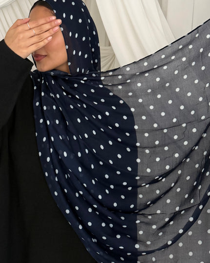 Polka Dot Modal Hijab - Navy