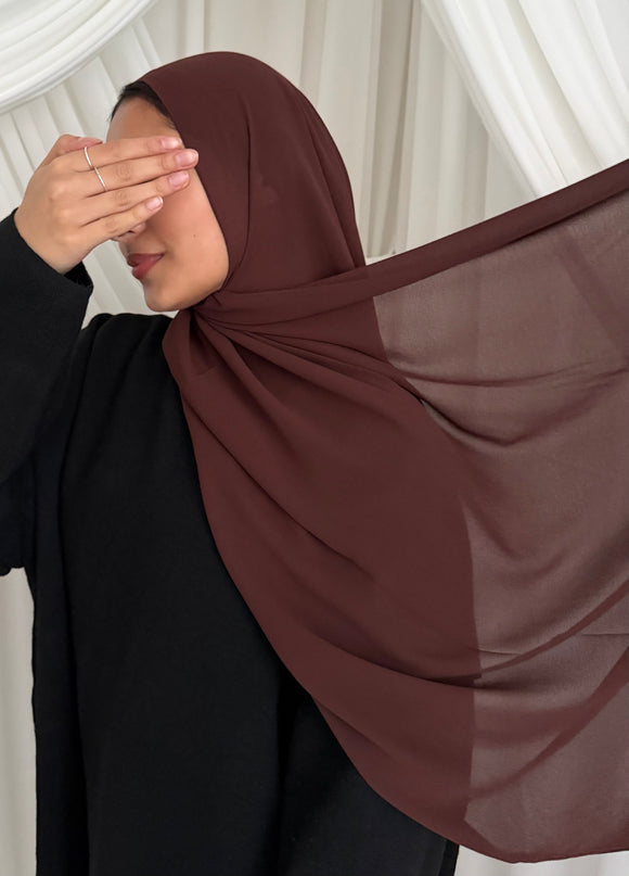 Soft Chiffon Hijab - Chocolate