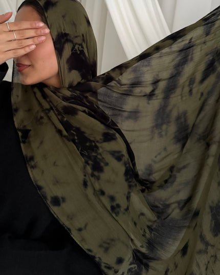 Tie Dye Modal Camo Hijab - Green/Black