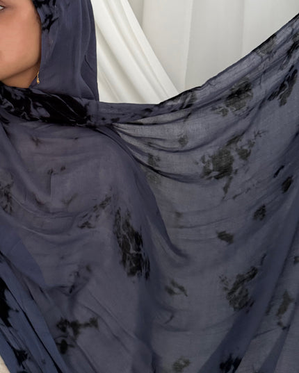 Tie Dye Modal Camo Hijab - Blue/Black