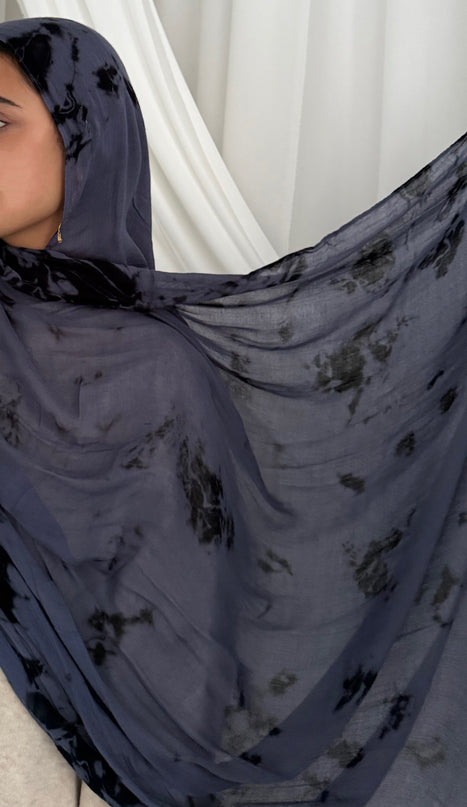 Tie Dye Modal Camo Hijab - Blue/Black