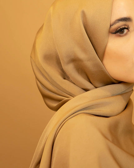 AALIYA COLLECTIONS SATIN CHIFFON HIJAB IN GOLD