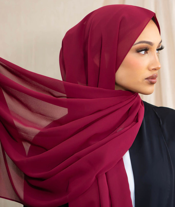Chiffon Hijab - Maroon