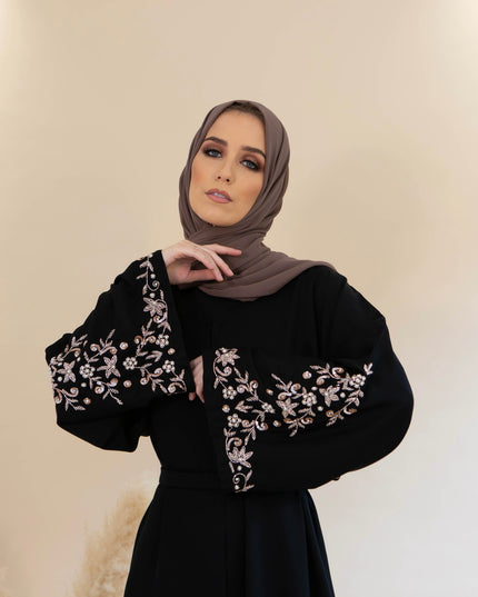 abaya with embellished stone sleeves